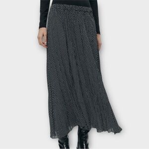 Zara Black and White Polka Dot Midi Skirt size M/L
